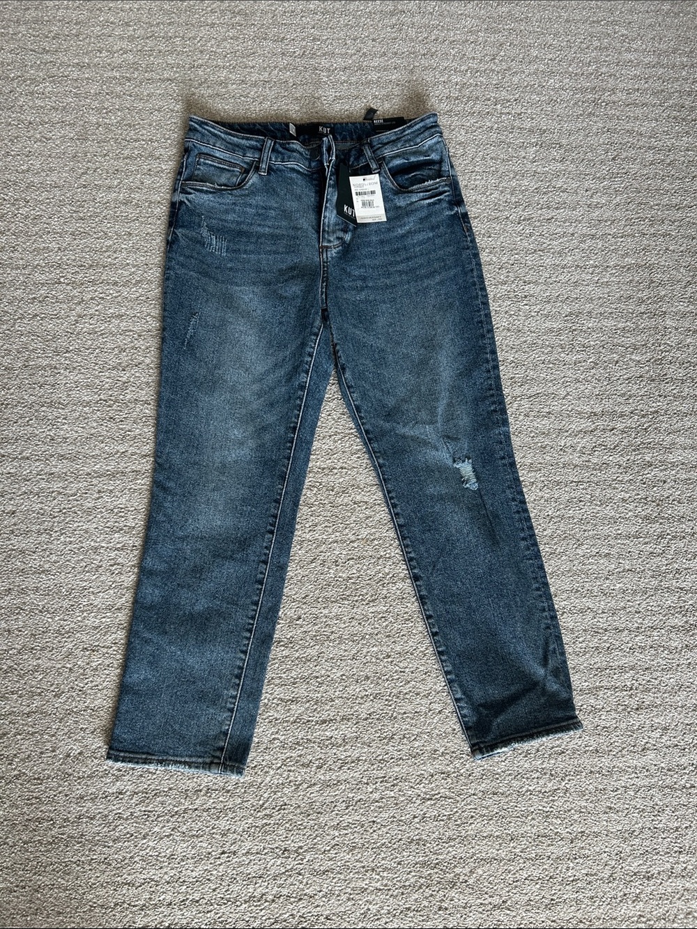 Kut from the Kloth Vintage Wash Straight Leg Jeans in Dark Blue